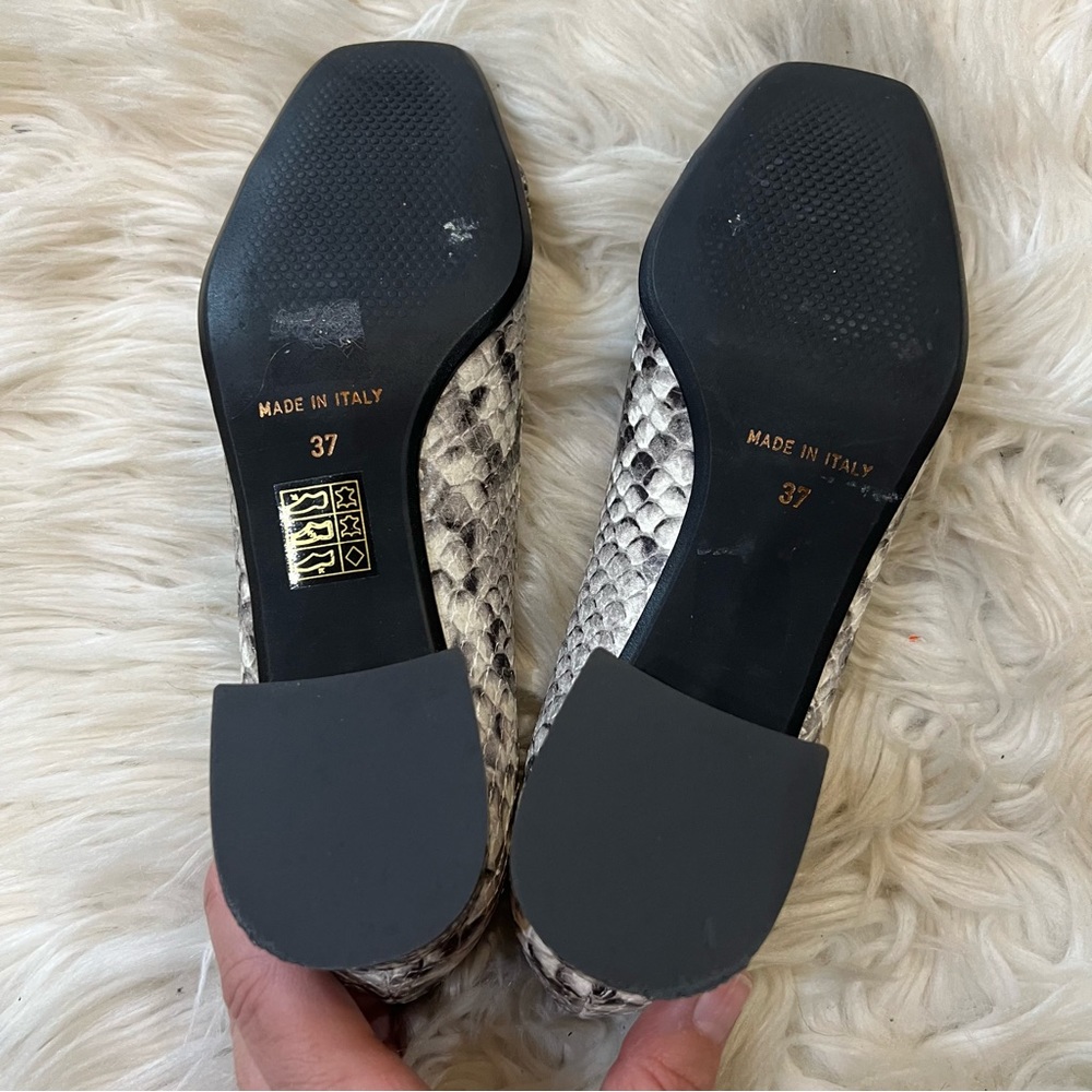 Wilma Firenze Black & White Italian Leather Snakeskin Fringe Low Heel Pumps 37 - Picture 7 of 8